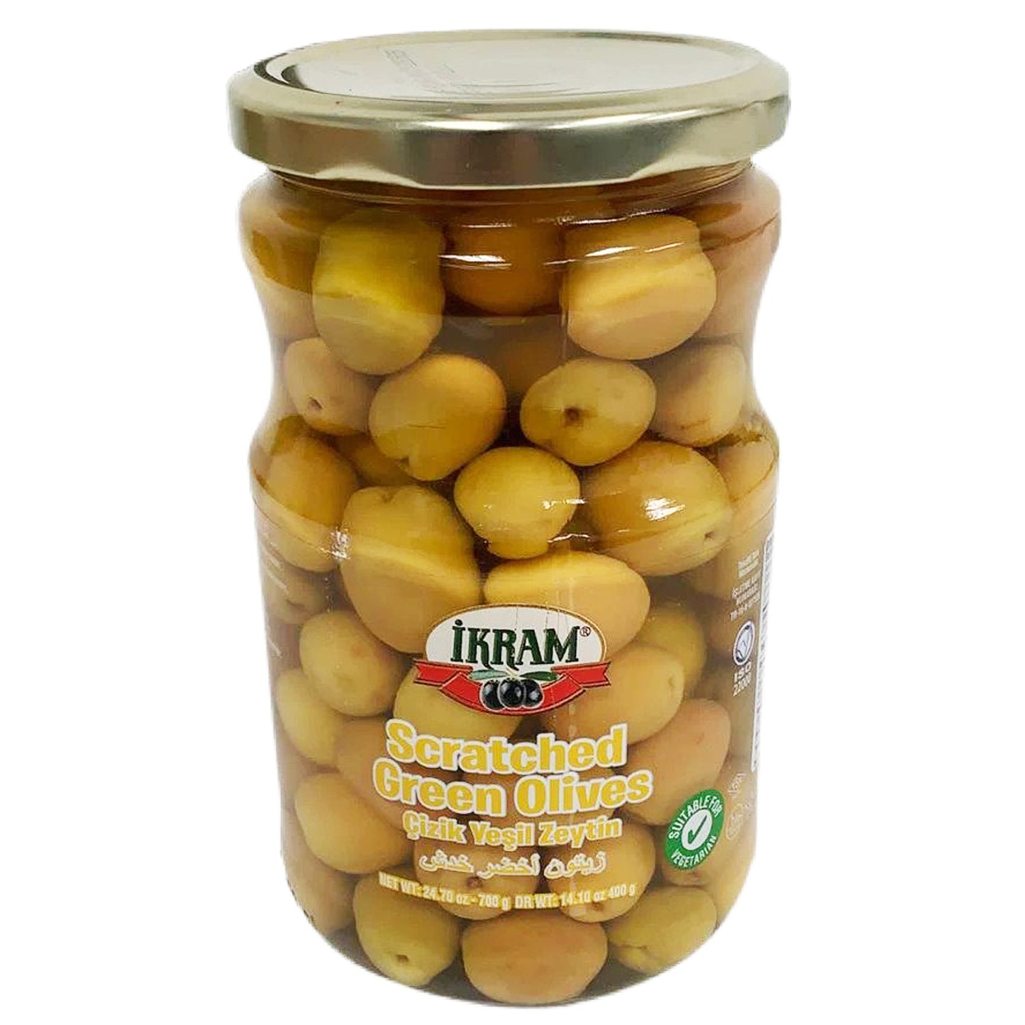 Ikram Scratched Green Olives 24.69 Oz (700 Gr)