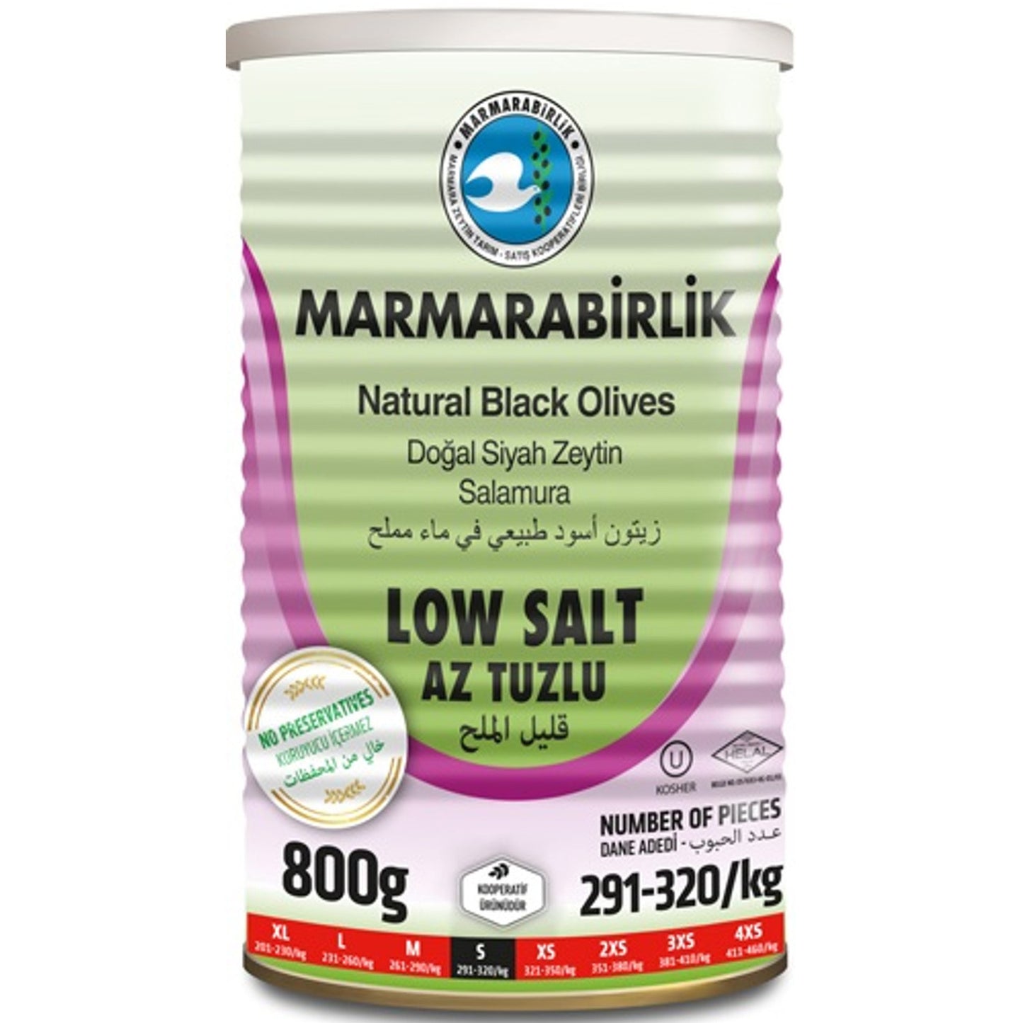 Marmarabirlik Low Salty Natural Black Olives 1.8 LB (800 Gr)