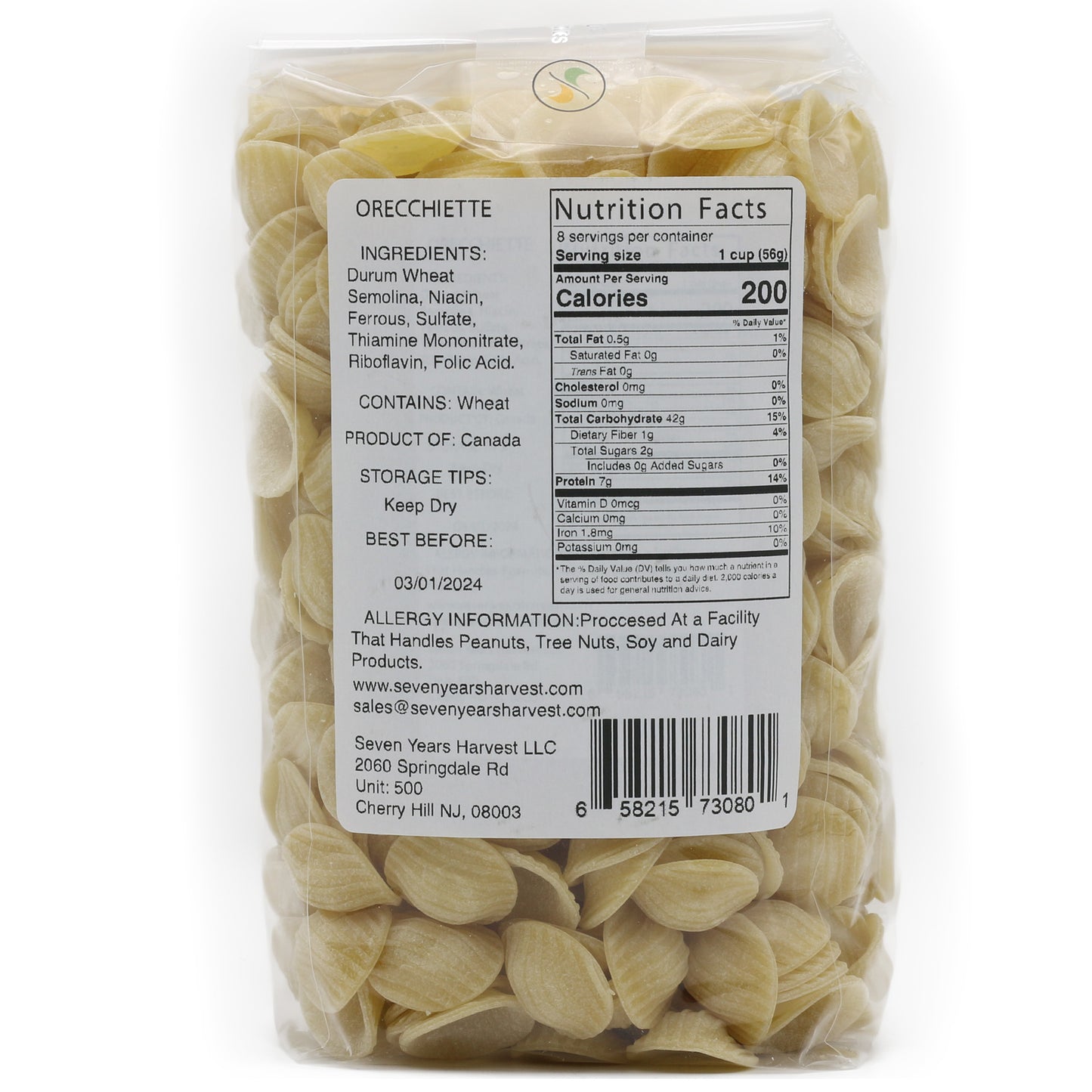 Seven Years Harvest Orecchiette 1 Lb (454 Gr)