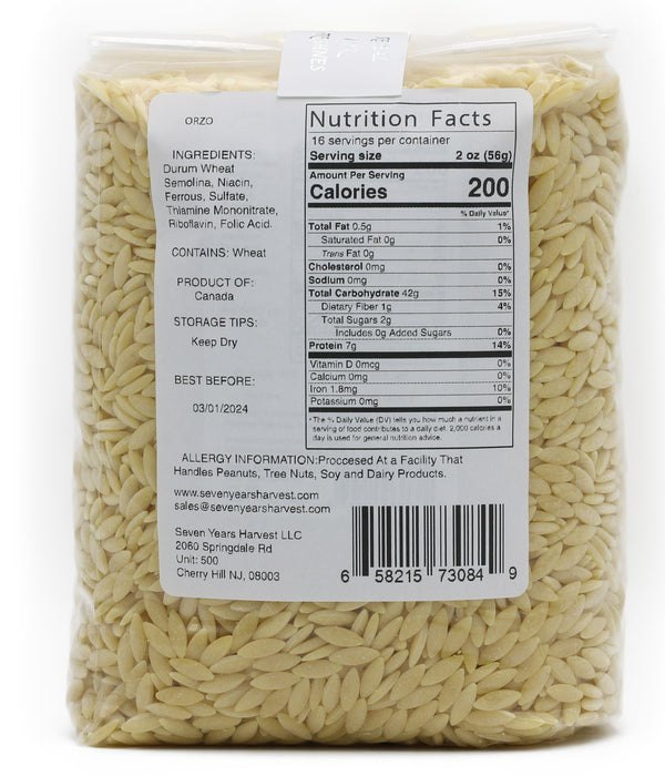 Seven Years Harvest Orzo 2 Lb (907 Gr)