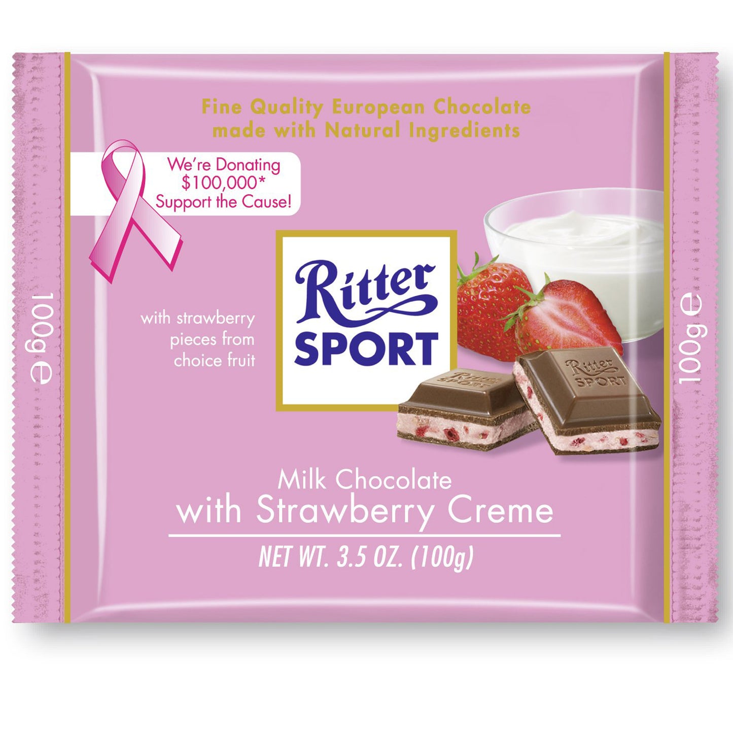 !Ritter Sport Strawberry Yogurt 3.5 Oz ( 100 Gr)