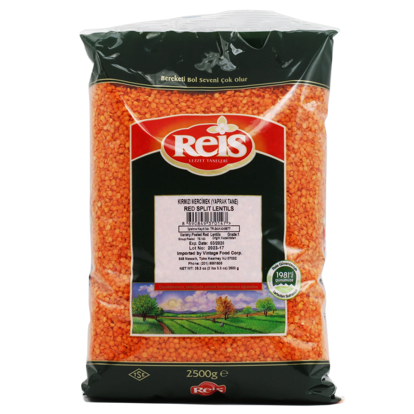 Reis Split Red Lentils 88.2 oz (2.5Kg)