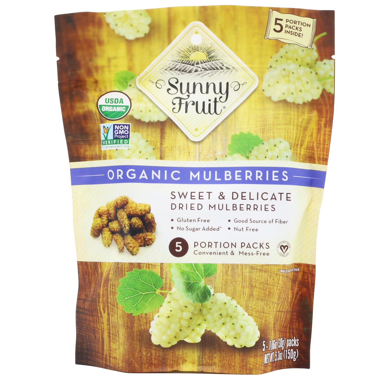 Sunny Fruit Organic Dried Mulberries 5.3 Oz (150 Gr)