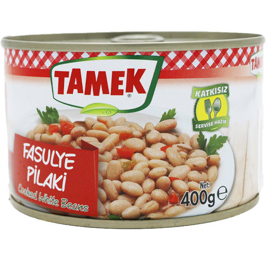 Tamek Cooked White Beans Can 14.1 Oz (400 Gr)