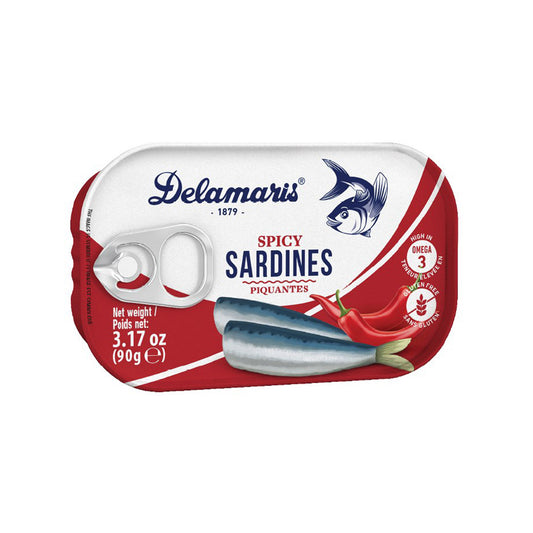 Delamaris Sardines Spicy in Sunflower Oil 3.17 oz(90gr)