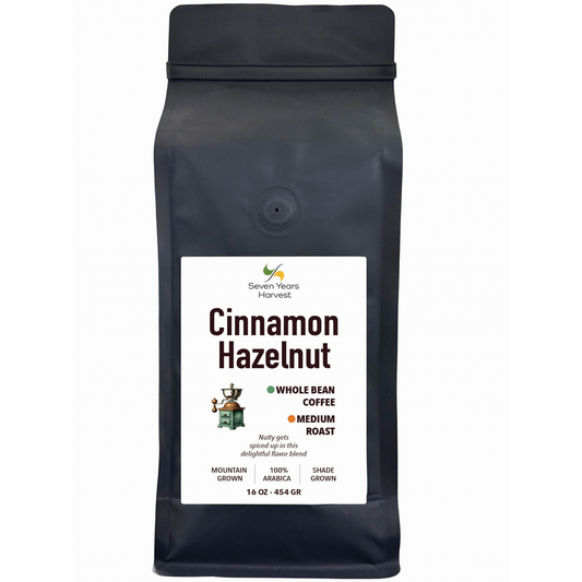 Seven Years Harvest Cinnamon Hazelnut Whole Been Coffee 16 oz(454 Gr)