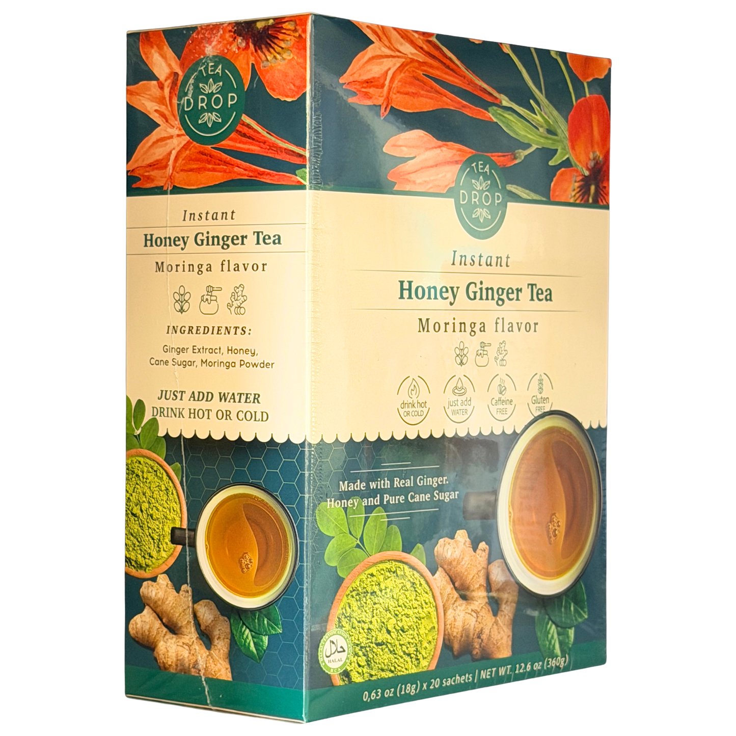 Tea Drop Instant Honey Ginger Tea Moringa Flavor 18gX20 sachets