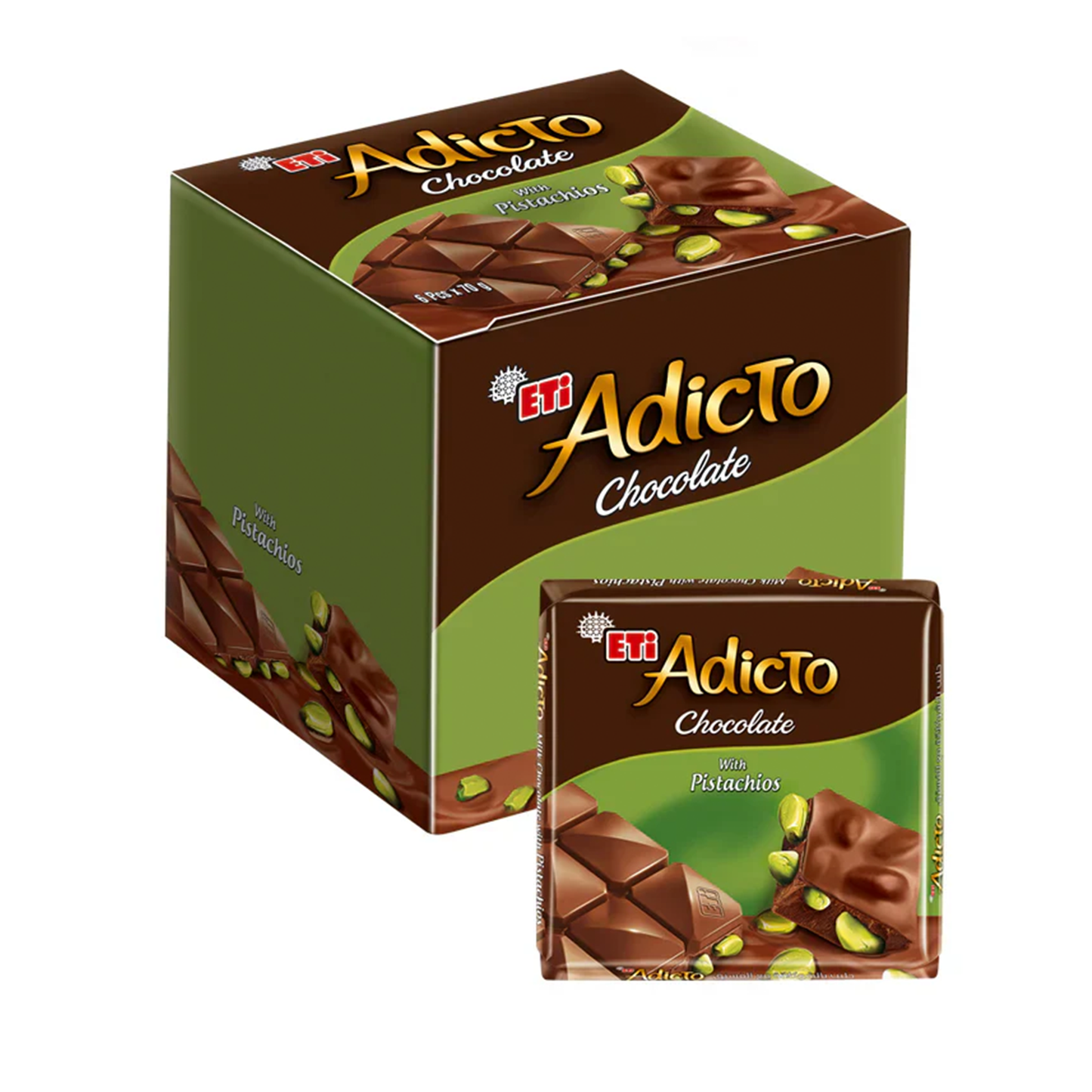 Eti Adicto Chocolate w Pistachios 6x60 g