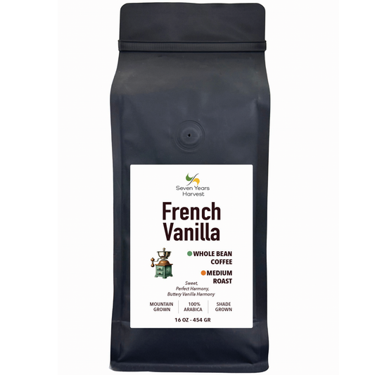 Seven Years Harvest  French Vanilla Whole Bean Coffee 16 oz (454 gr)