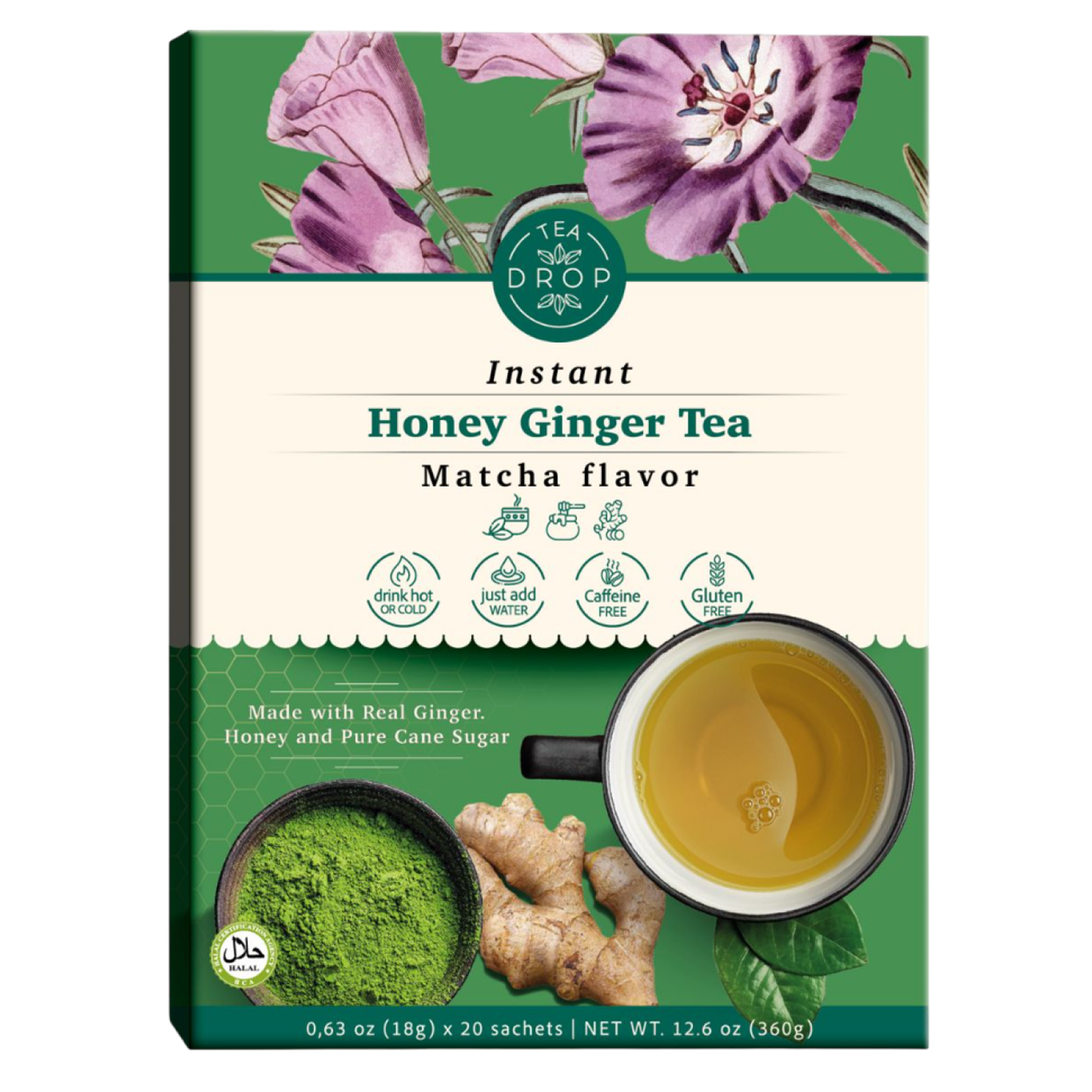 Tea Drop Instant Honey Ginger Tea Matcha 18gX20 sachets