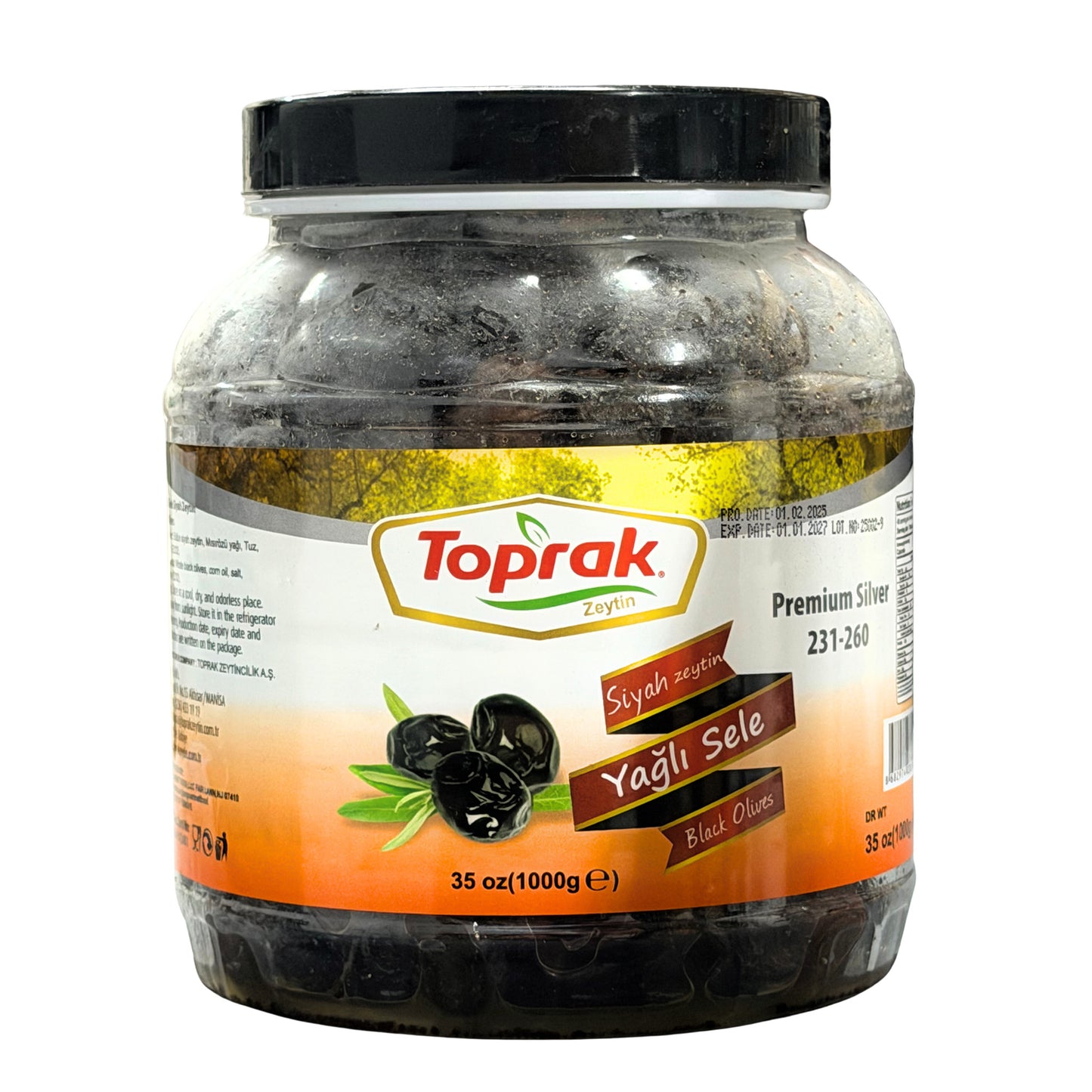Toprak Black Olives Oil Cured Sele 1000 g