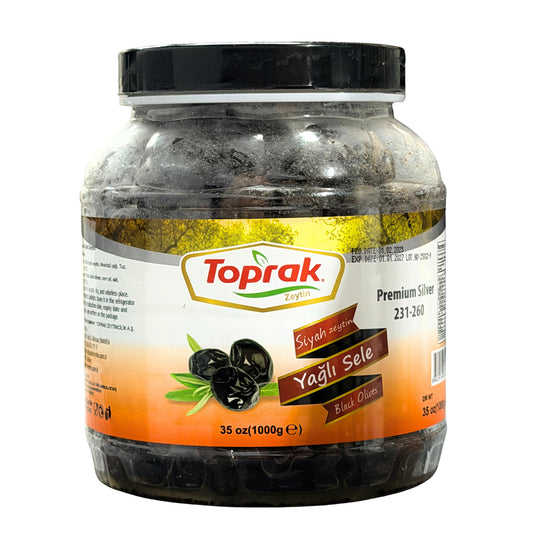 Toprak Black Olives Oil Cured Sele 1000 g