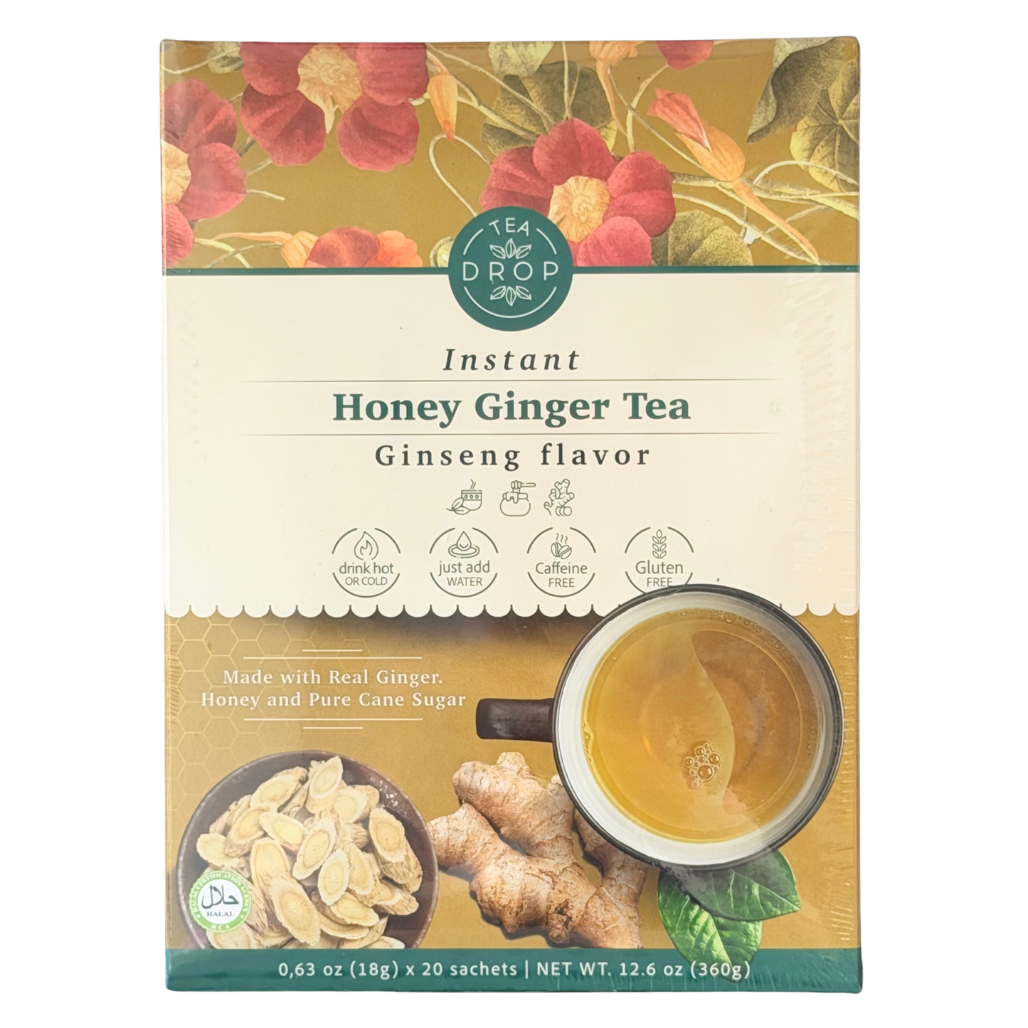 Tea Drop Instant Honey Ginger Tea Ginseng 18gX20 sachets