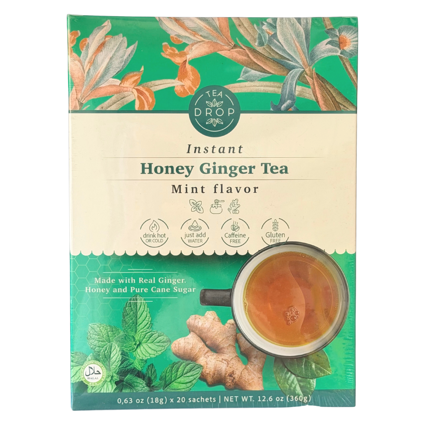 Tea Drop Instant Honey Ginger Tea Mint 18gX20 sachets