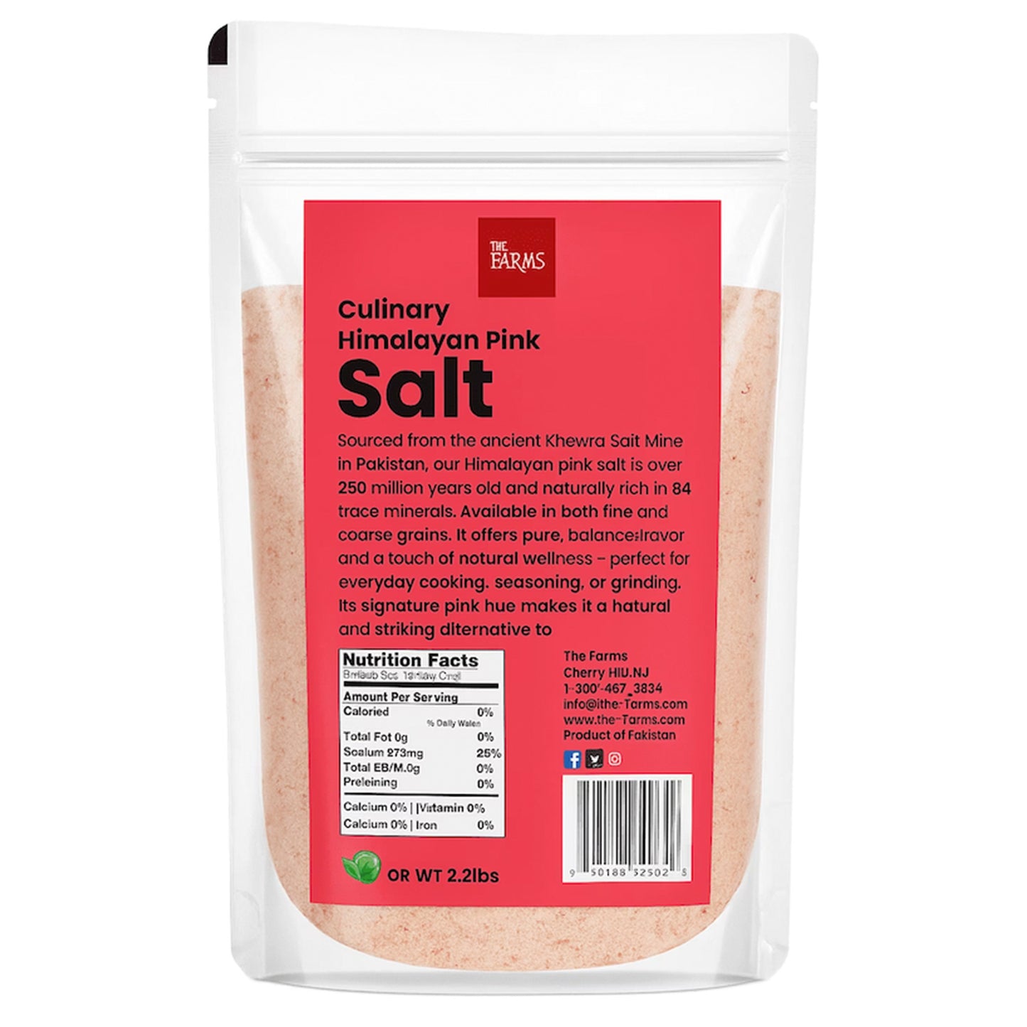 The Farms Culinary Himalayan Pink Salt 2.2 Lb