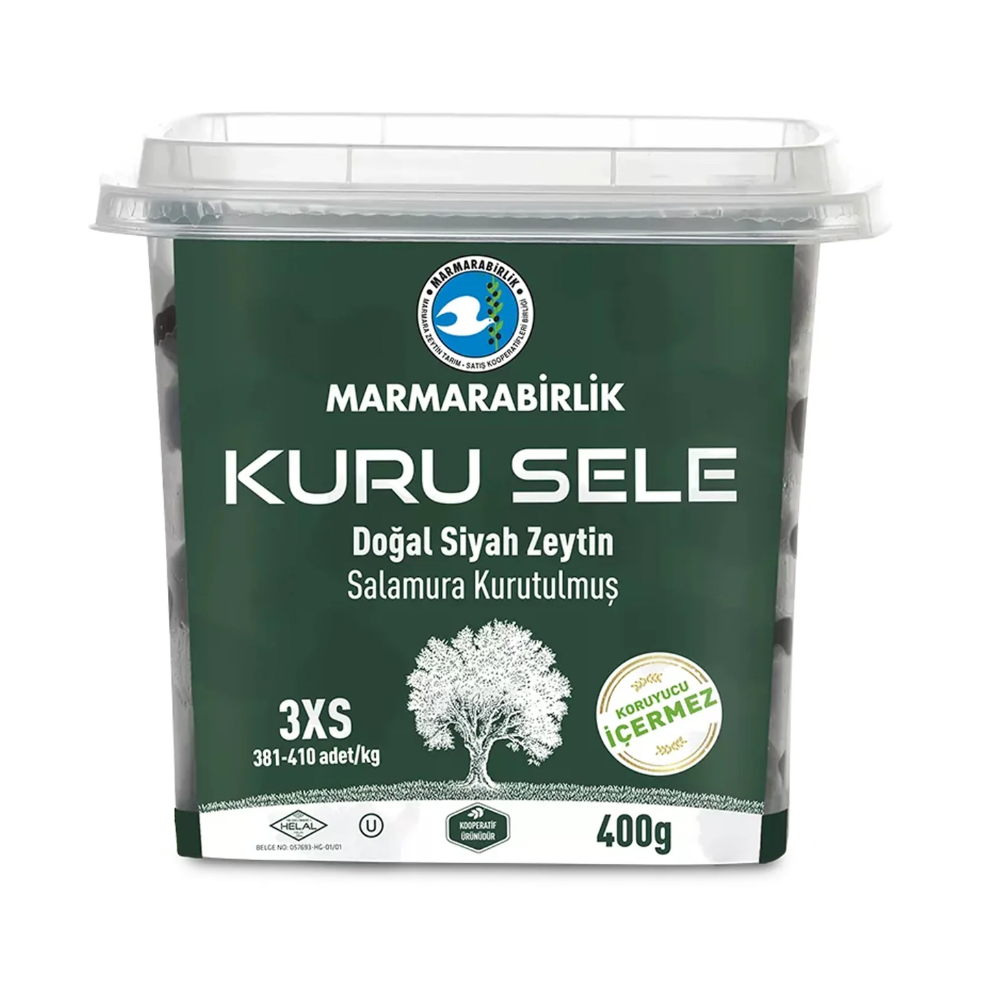 Marmarabirlik Gemlik Black Olives(Kuru Sele) 3X 400 g