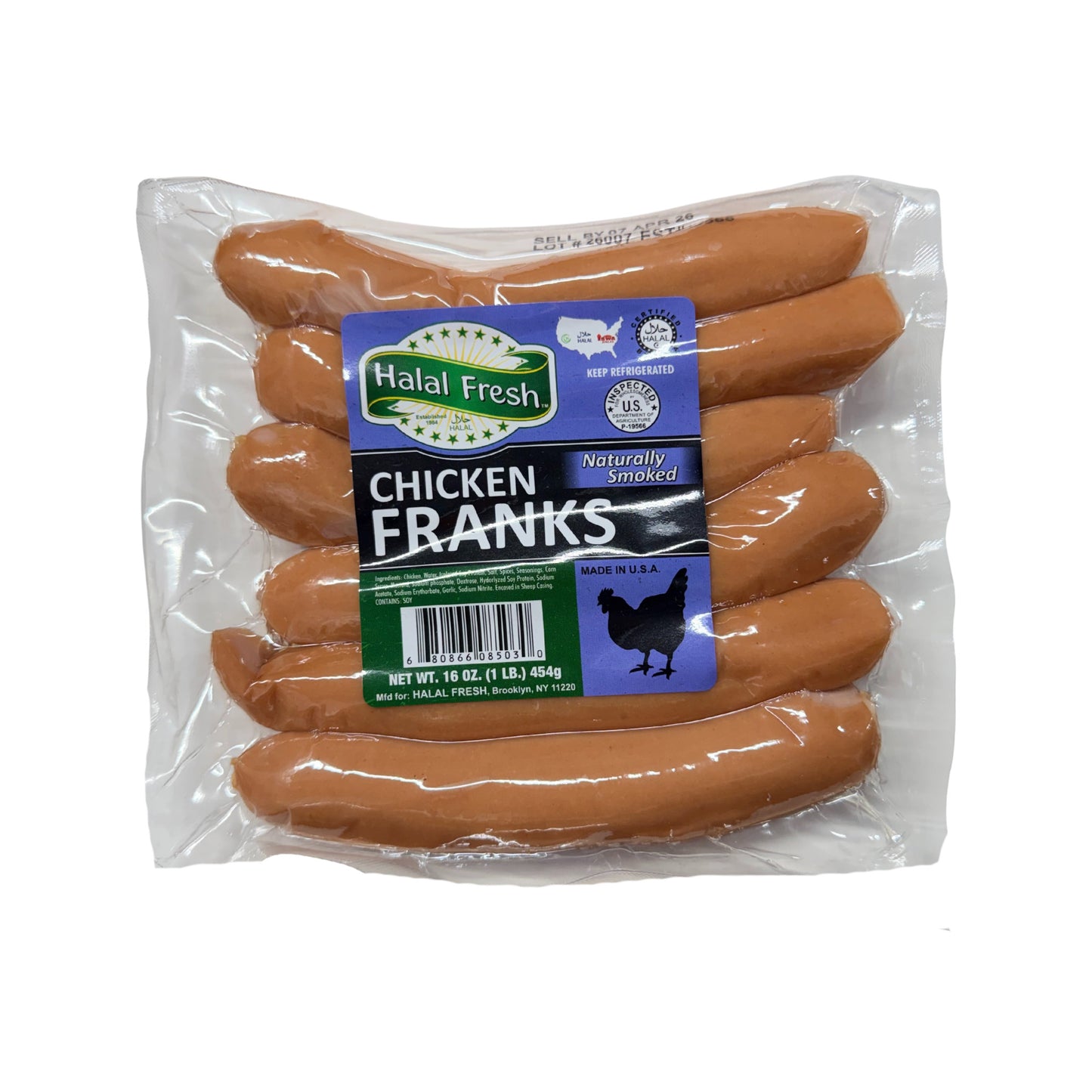 Halal Fresh Chicken Franks Fresh 1 lb