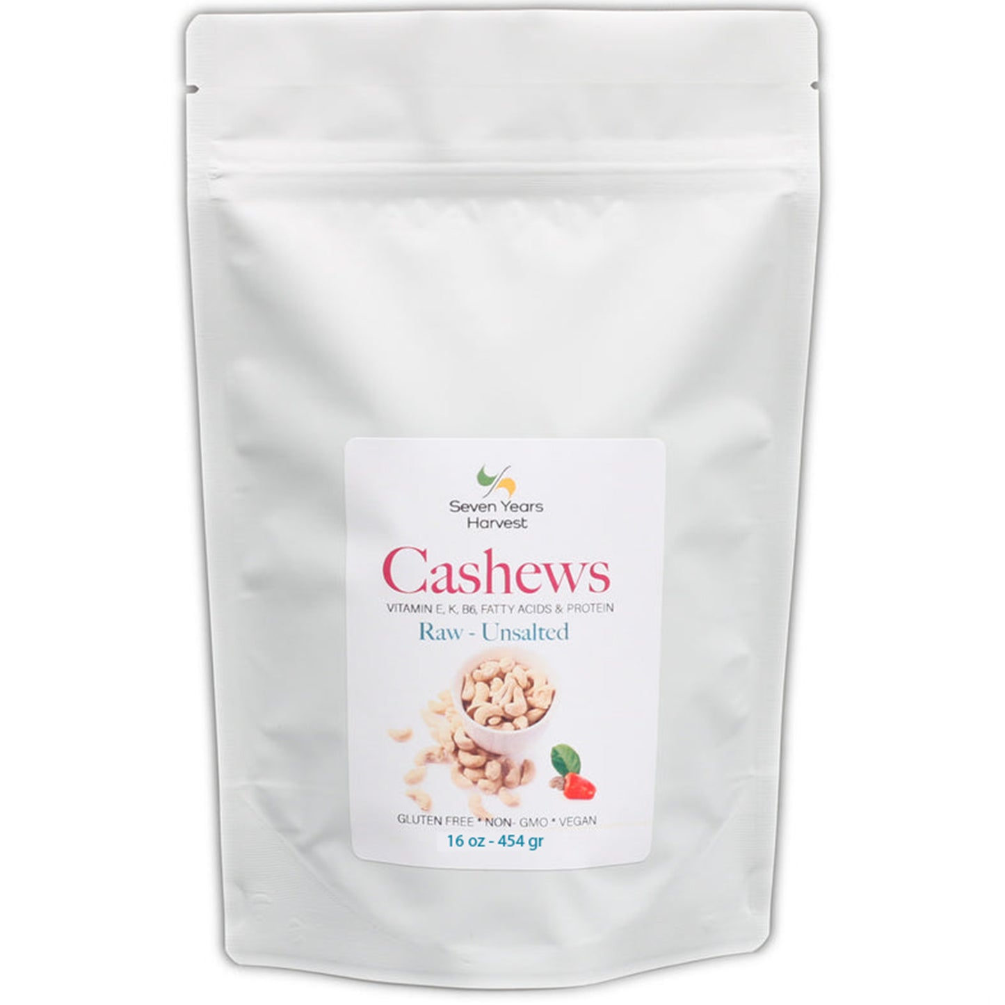 Seven Years Harvest Raw Unsalted Cashews 16 Oz (454 gr)