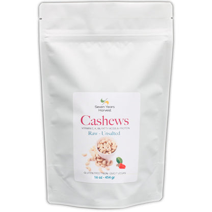 Seven Years Harvest Raw Unsalted Cashews 16 Oz (454 gr)