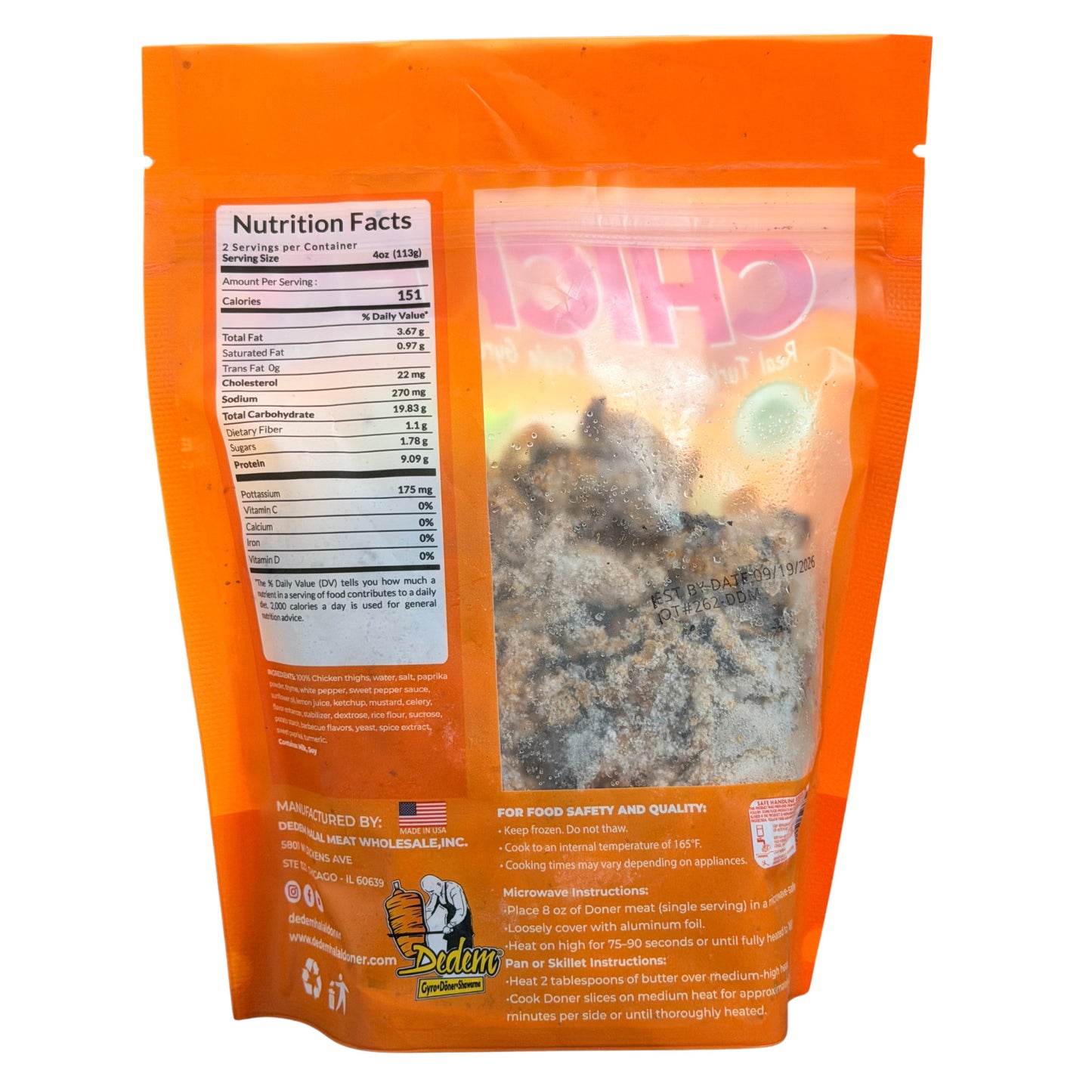 Dedem Chicken Gyro Doner Kebap 8 Oz (227 gr)