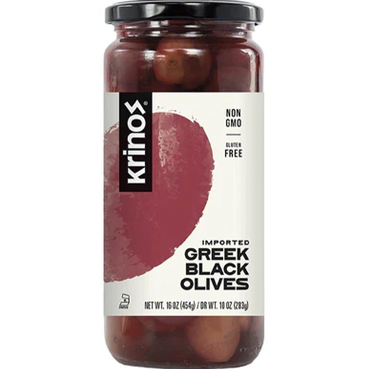 Krinos Greek black Olives 16 oz