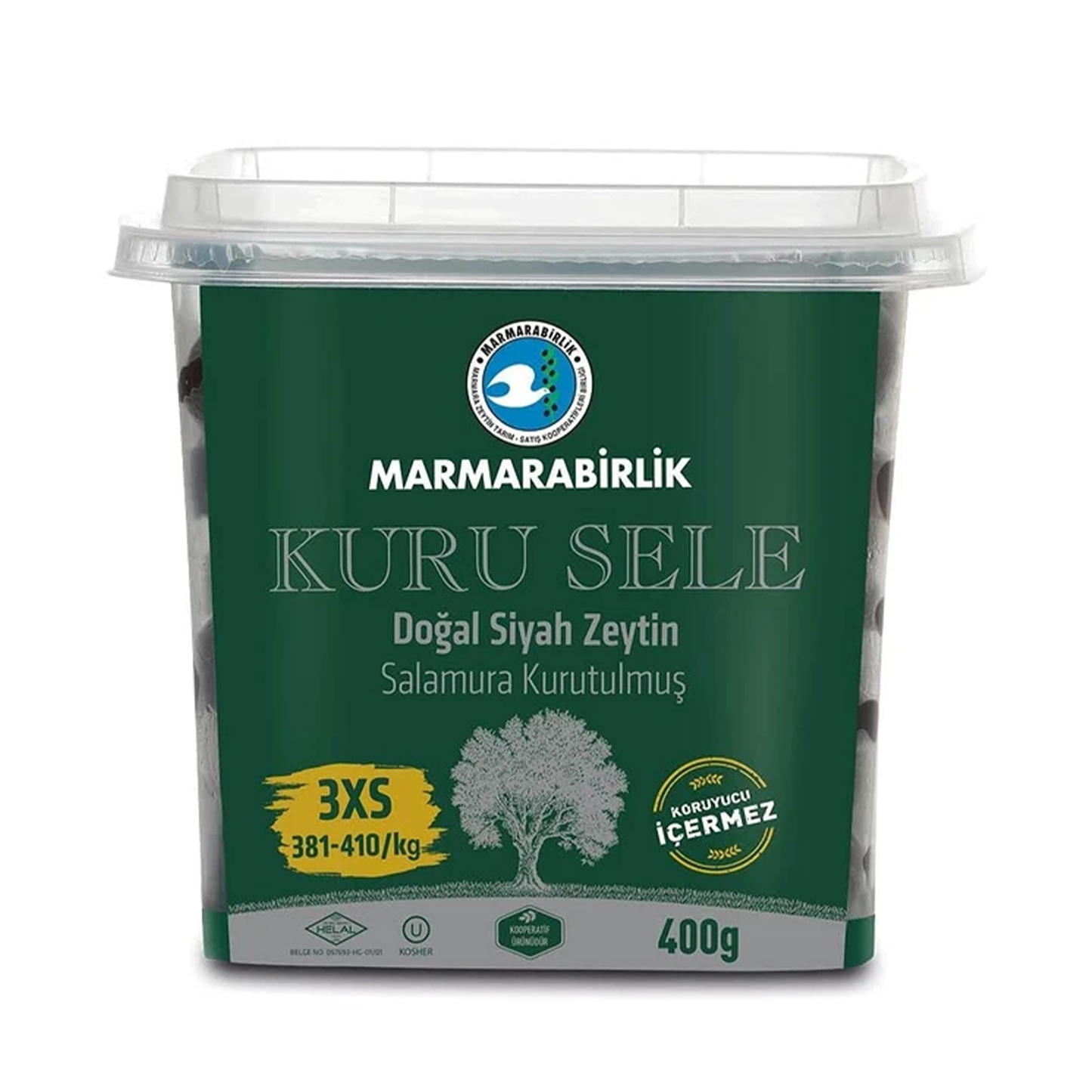 Marmarabirlik Gemlik Black Olives(Kuru Sele) 3X 400 g