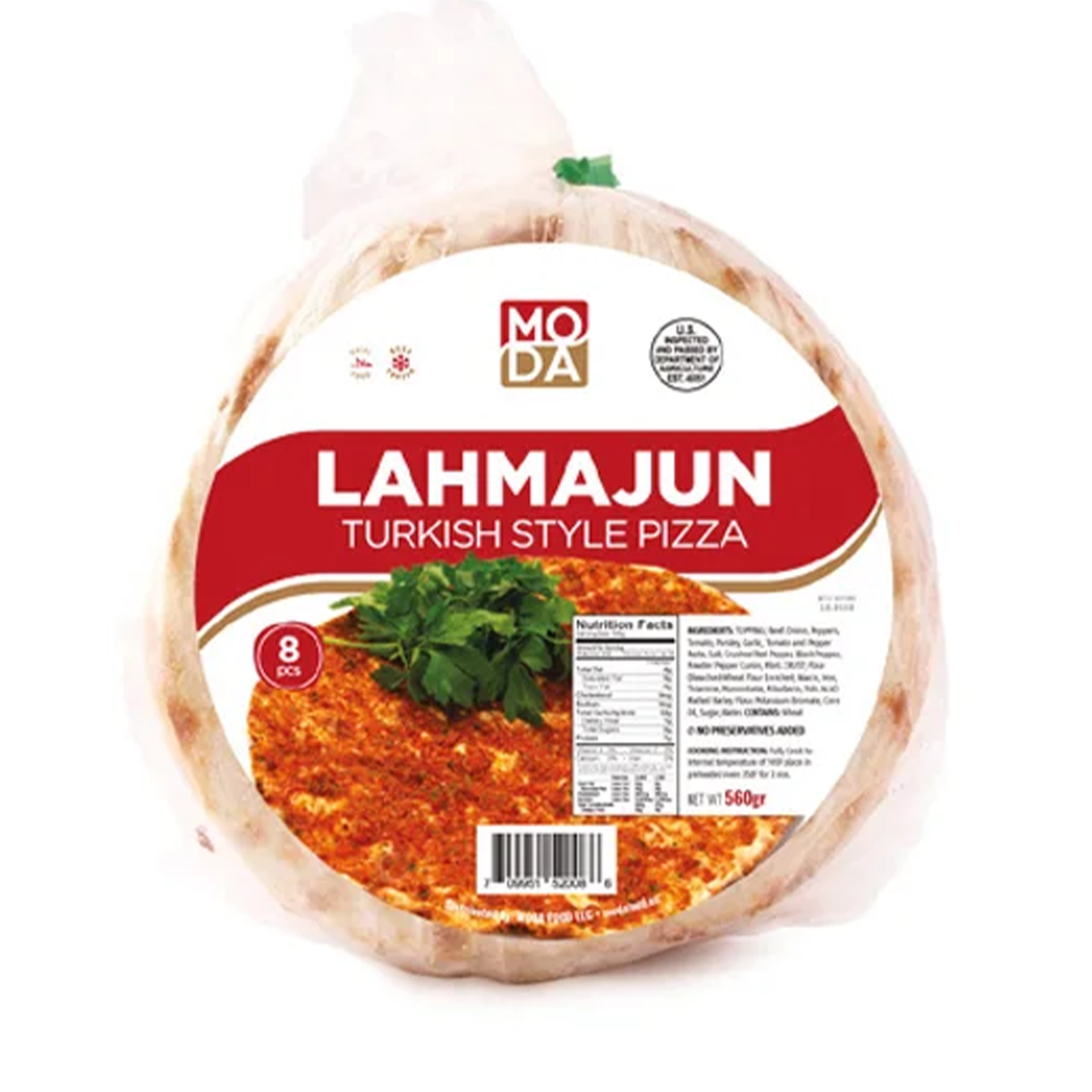 Moda beef Lahmajun Mild 8 pcs560 Gr