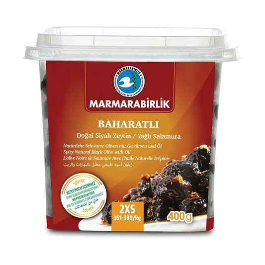 Marmarabirlik Gemlik Black Olives Spiced 2xS 14.10 Oz (400 Gr)