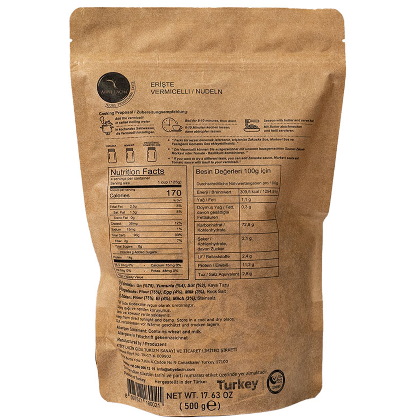 A Lacin Vermicelli (Eriste) 17.63 oz(500 g)