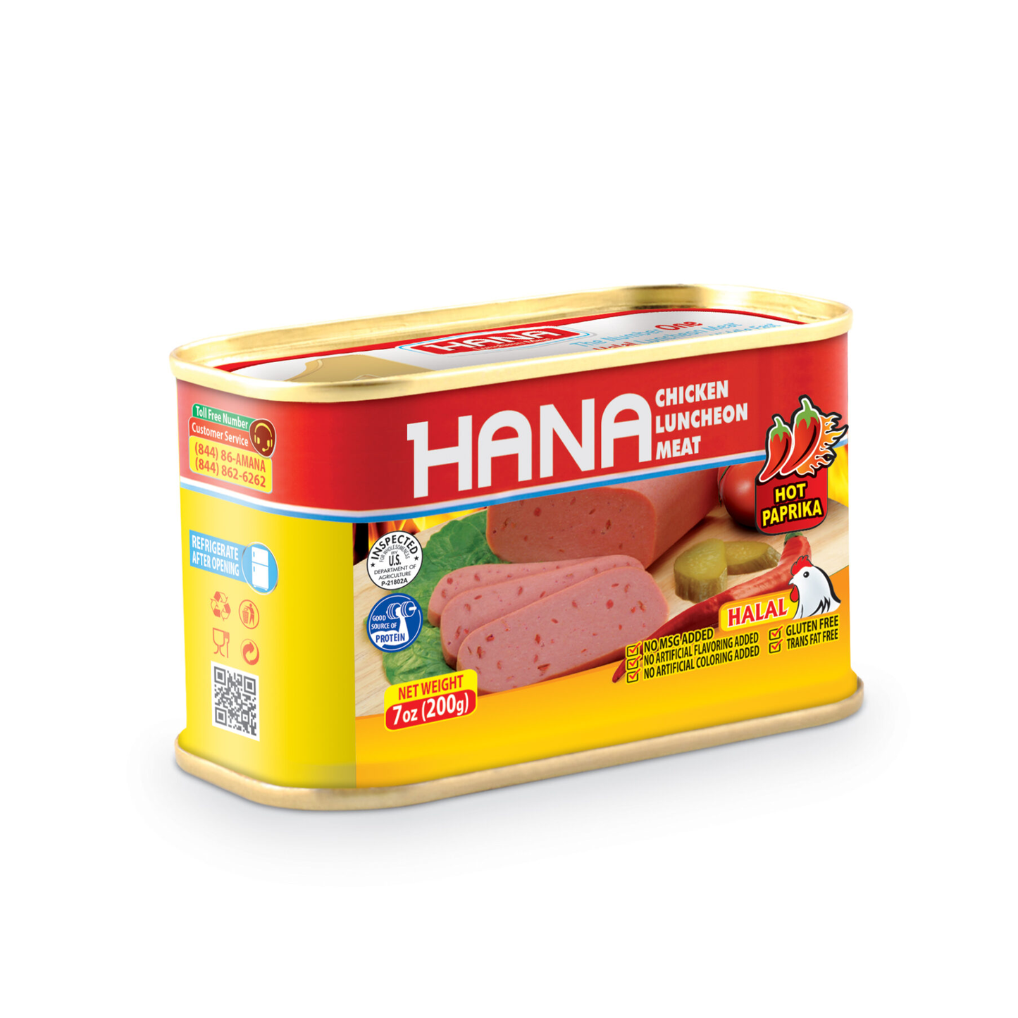 Hana Chicken Luncheon Meat w Hot Paprika 7 oz (200 gr)
