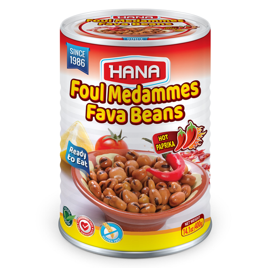 Hana Foul Fava Beans w Hot Paprika 14.1 oz(400 gr)