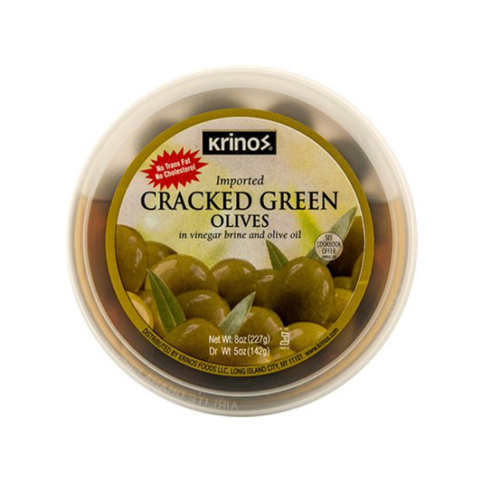 Krinos Cracked green Olives 16 oz