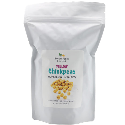 !Seven Years Harvest Yellow  Roasted  Unsalted Chickpeas 1Lb (454 Gr)