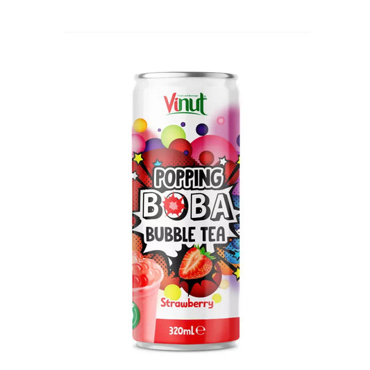 Vinut Popping Boba Bubble Tea Strawberry 320 ml