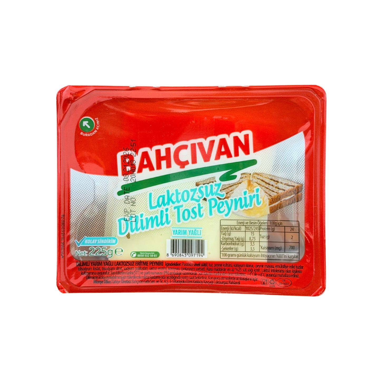 Bahcivan Lactose Free Kashkaval Sliced 225 g