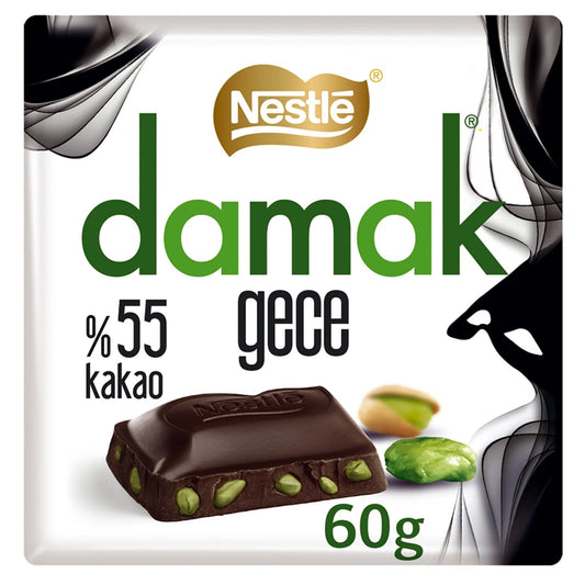 !Nestle Damak Gece Dark Chocolate with Pistachio 60 GR 55%