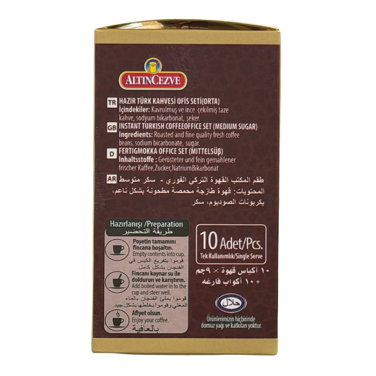 Altincezve Ready Turkish Coffee Mid Sugar 9gx10