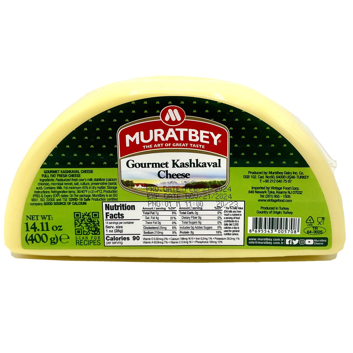 Muratbey Kashkaval Bulgarian 400 gr (14.1 Oz)