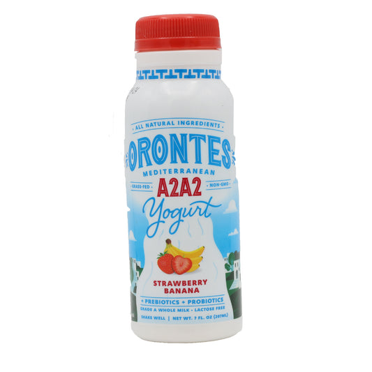 Orontes Mediterranean Yogurt A2A2 Strawberry Banana Drinkable 7 Fl Oz (207 Ml)