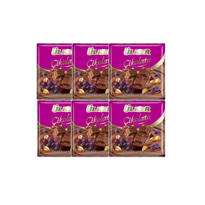 Ulker Square Grape Hazelnut Chocolate 6x60 g