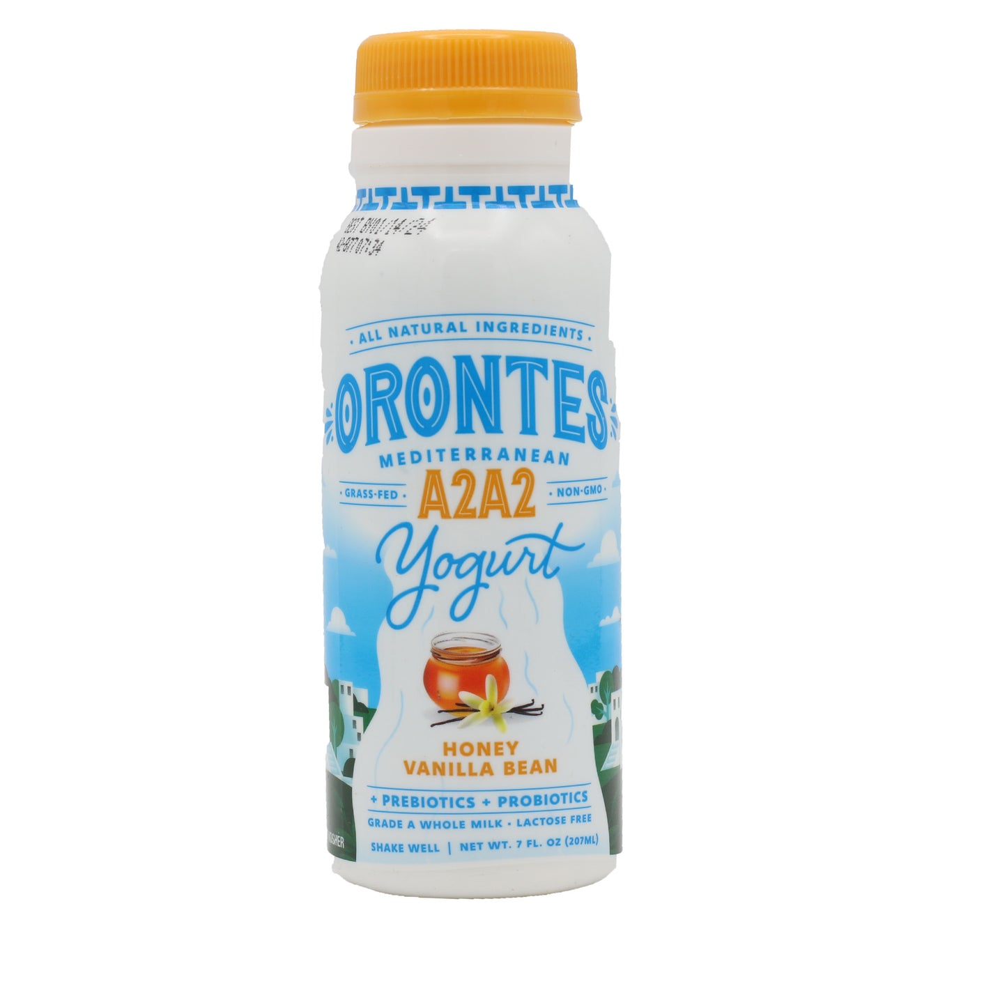 Orontes Mediterranean Yogurt A2A2 Honey Vanilla Bean Drinkable 7 Fl Oz (207 Ml)